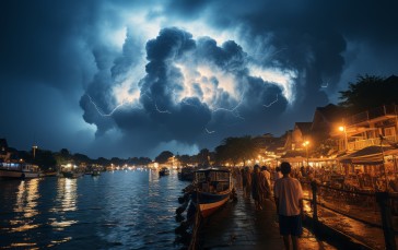 AI Art, Storm, Clouds, Water, Sky Wallpaper