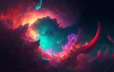 AI Art, Colorful, Space, Abstract Wallpaper