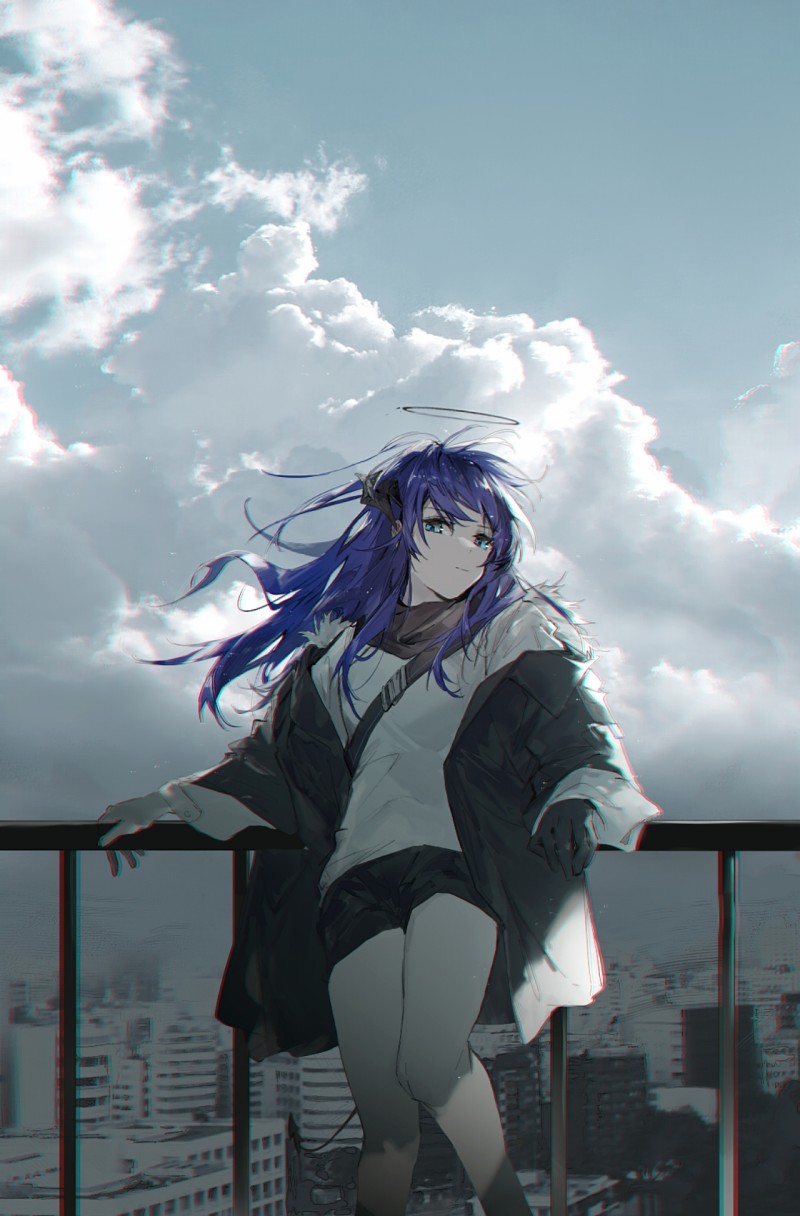 Anime, Anime Girls, Portrait Display, Clouds, Looking at Viewer Wallpaper