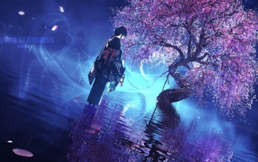 Anime, Anime Girls, Reflection, Water, Trees Wallpaper