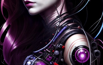 AI Art, Stable Diffusion, Photoshopped, Women, Cyberpunk Wallpaper