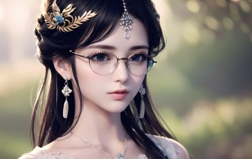 Ai Dongdong, AI Art, Asian, Women, Glasses Wallpaper