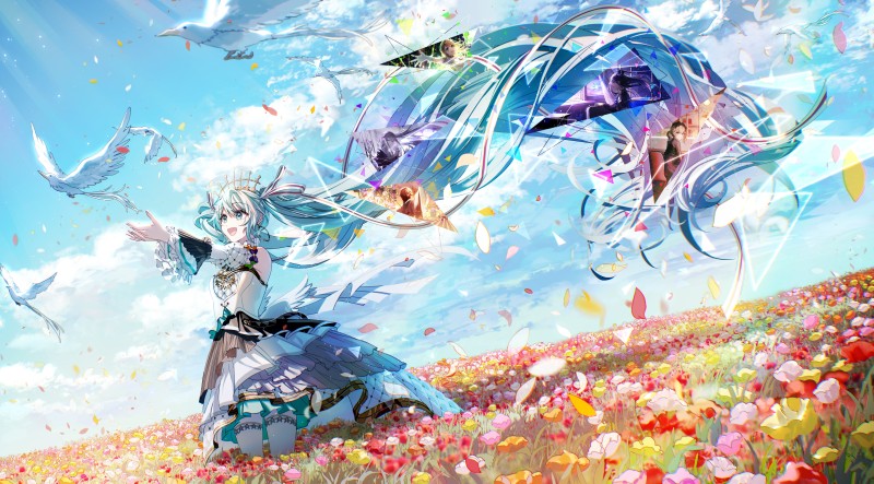 Anime, Anime Girls, Flowers, Petals Wallpaper