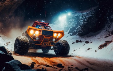 AI Art, Vehicle, Driving, Snow Wallpaper