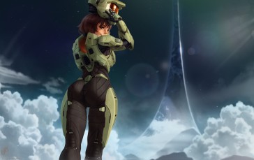 Halo (game), Master Chief (Halo), Space, Green Wallpaper