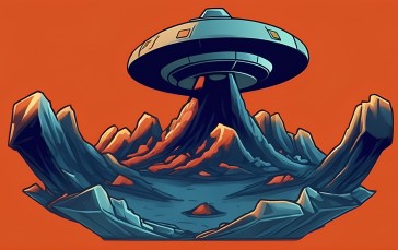 Cartoon, UFO, Orange Background, Space, Science Fiction Wallpaper