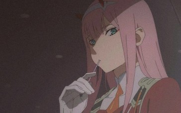 Anime Girls, Zero Two (Darling in the FranXX), Darling in the FranXX, Gloves, Pink Hair Wallpaper