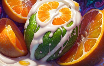 AI Art, Fruit, Cream, Orange (fruit) Wallpaper