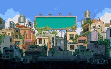 Steam (software), Pixel Art, Valve Corporation, Building, Billboards Wallpaper
