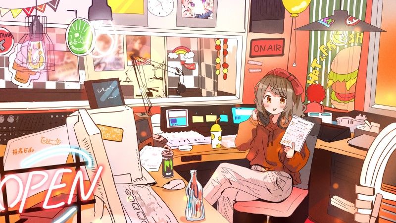 2D, Anime Girls, Headphones, Monster Energy Wallpaper