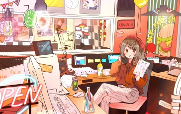 2D, Anime Girls, Headphones, Monster Energy Wallpaper