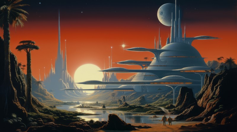 AI Art, Illustration, Science Fiction, Landscape Wallpaper