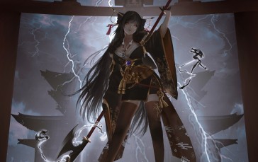 Aoi Ogata, 2D, Anime Girls, Lightning, Weapon Wallpaper