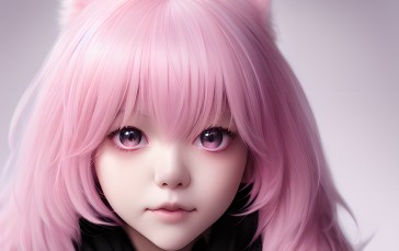 Pink Hair, Anime Girls, AI Art, Stable Diffusion Wallpaper