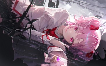 Anime, Anime Girls, Lying on Side, Lying Down, Pink Hair Wallpaper