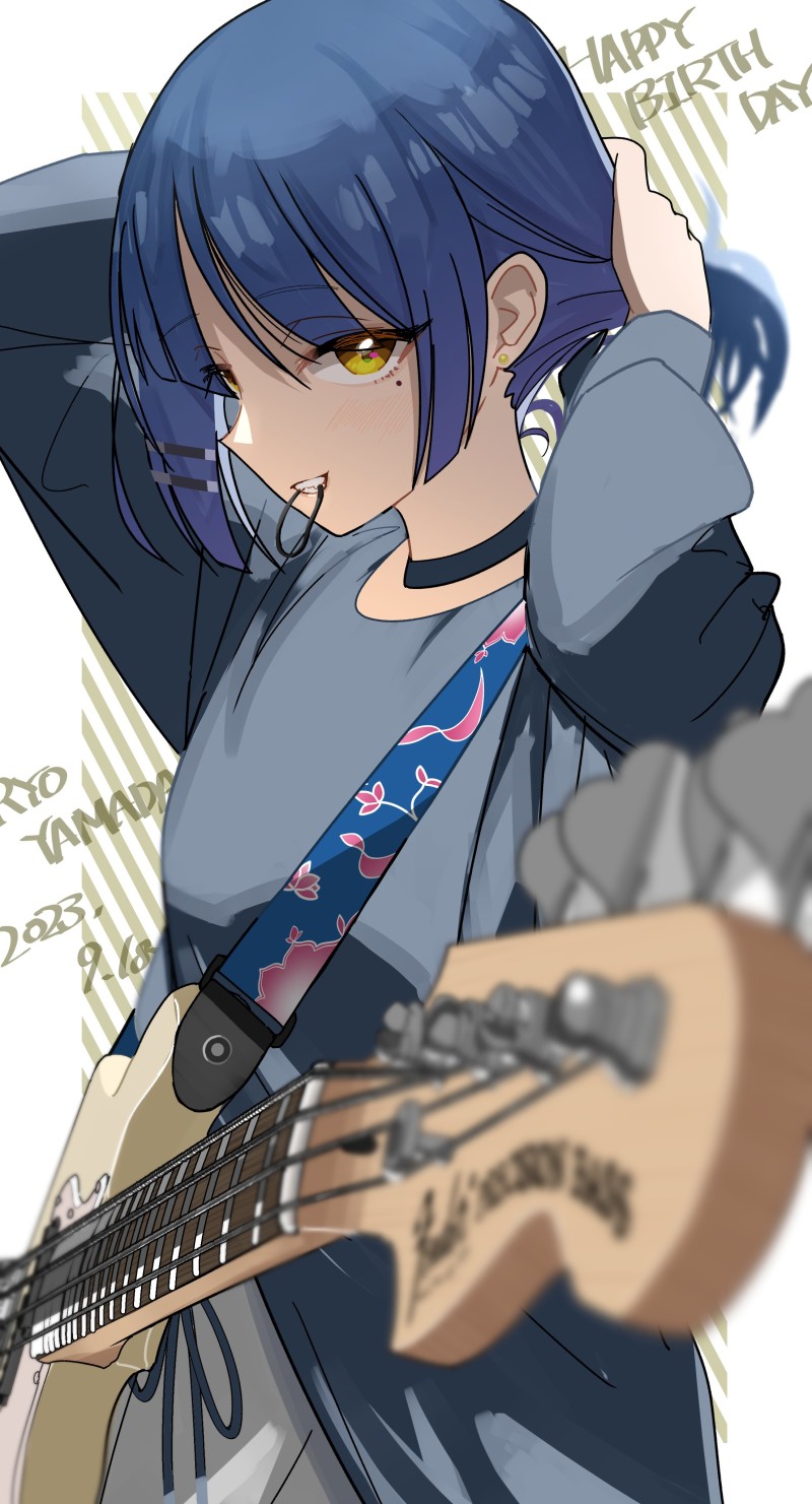 BOCCHI THE ROCK!, Ryo Yamada, Guitar, Blue Hair Wallpaper