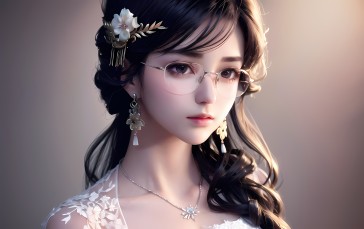 Ai Dongdong, Asian, Women, Glasses, Earring Wallpaper