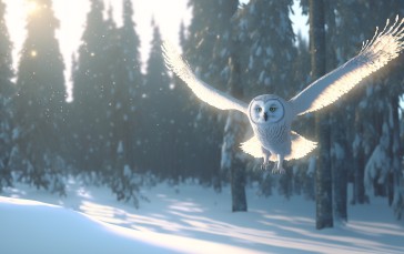 AI Art, Owl, Snow, Winter Wallpaper