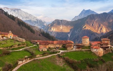 Asturias, Spain, Village, Landscape Wallpaper