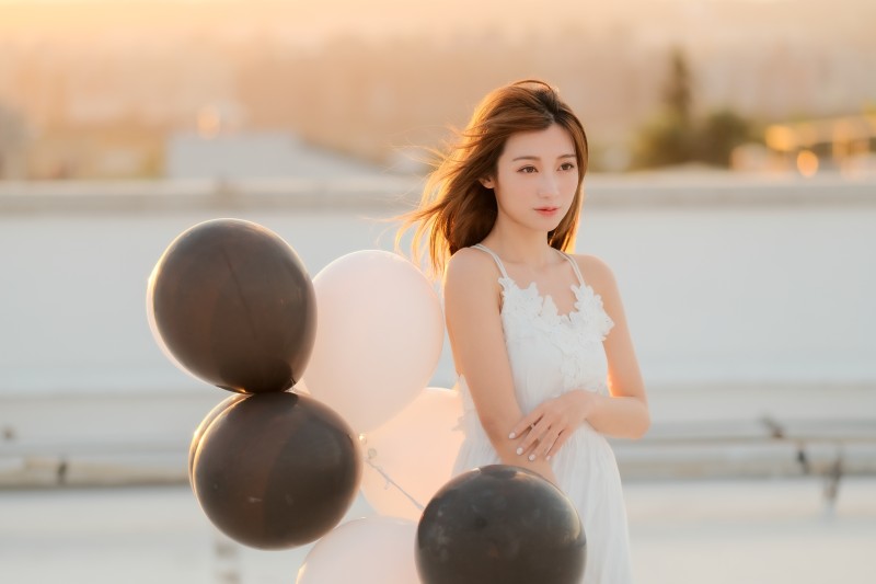 Asian, Women, Model, Balloon Wallpaper
