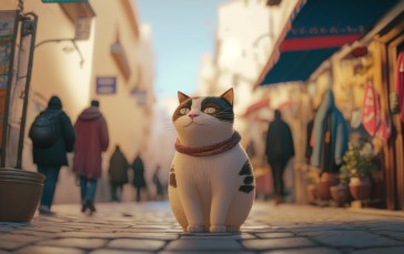 AI Art, Animals, Cats, Street Wallpaper