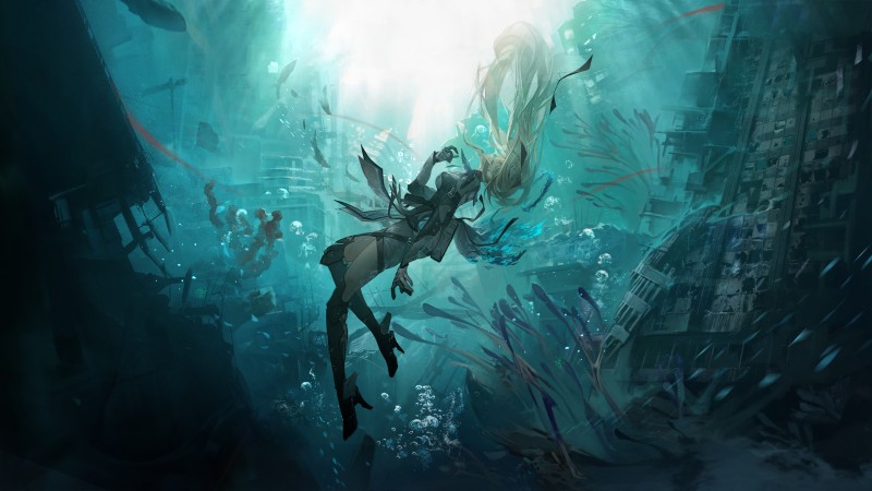 Anime, Anime Girls, Underwater, Water Wallpaper