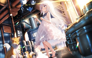 Anime, Anime Girls, Standing, Fox, Rabbits Wallpaper