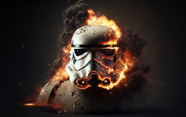 Stormtrooper, Fire, Explosion, AI Art, Helmet Wallpaper