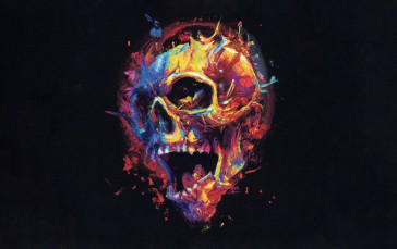 Skull, 4K, Abstract, Colorful, Dark Wallpaper