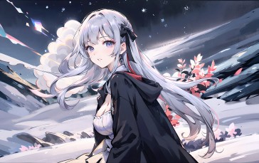 AI Art, Looking at Viewer, Silver Hair, Anime Girls Wallpaper