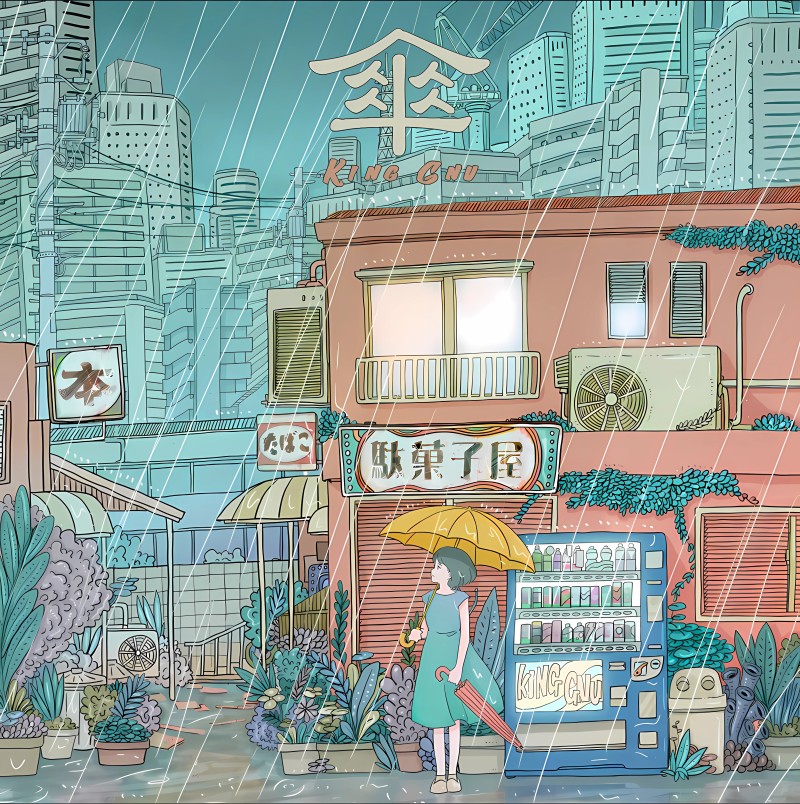 Albums, Music, Anime Girls, Umbrella, Rain Wallpaper
