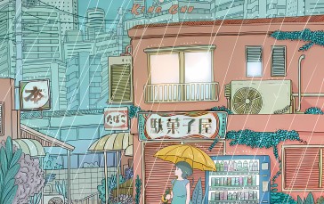 Albums, Music, Anime Girls, Umbrella, Rain Wallpaper