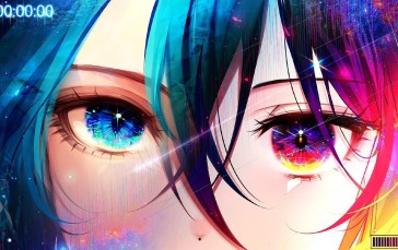 Anime Girls, Heterochromia, Colorful, Face, Frontal View Wallpaper