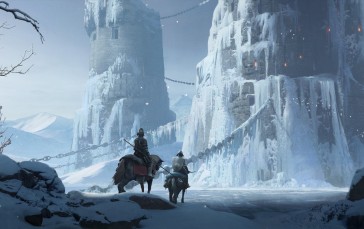 Artwork, Digital Art, Snow, Knight, Ice, Horse Wallpaper