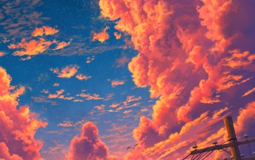 Shuu Illust, Sunset, Sunset Glow, Clouds, Anime Girls Wallpaper