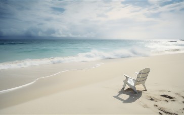 AI Art, Sea, Beach, Chair, Water Wallpaper