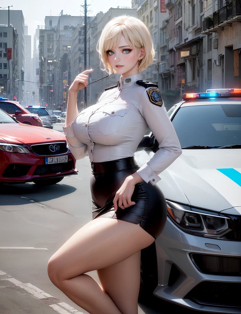 Blonde, AI Art, Digital Art, Police Women, Police, Blue Eyes Wallpaper