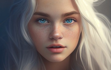 Platinum Blonde, Blue Eyes, AI Art, Women, Face Wallpaper
