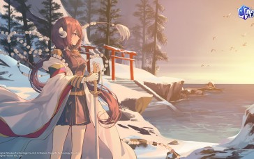 Mikasa (Azur Lane), Snow, Sunset, Sunset Glow, Azur Lane Wallpaper