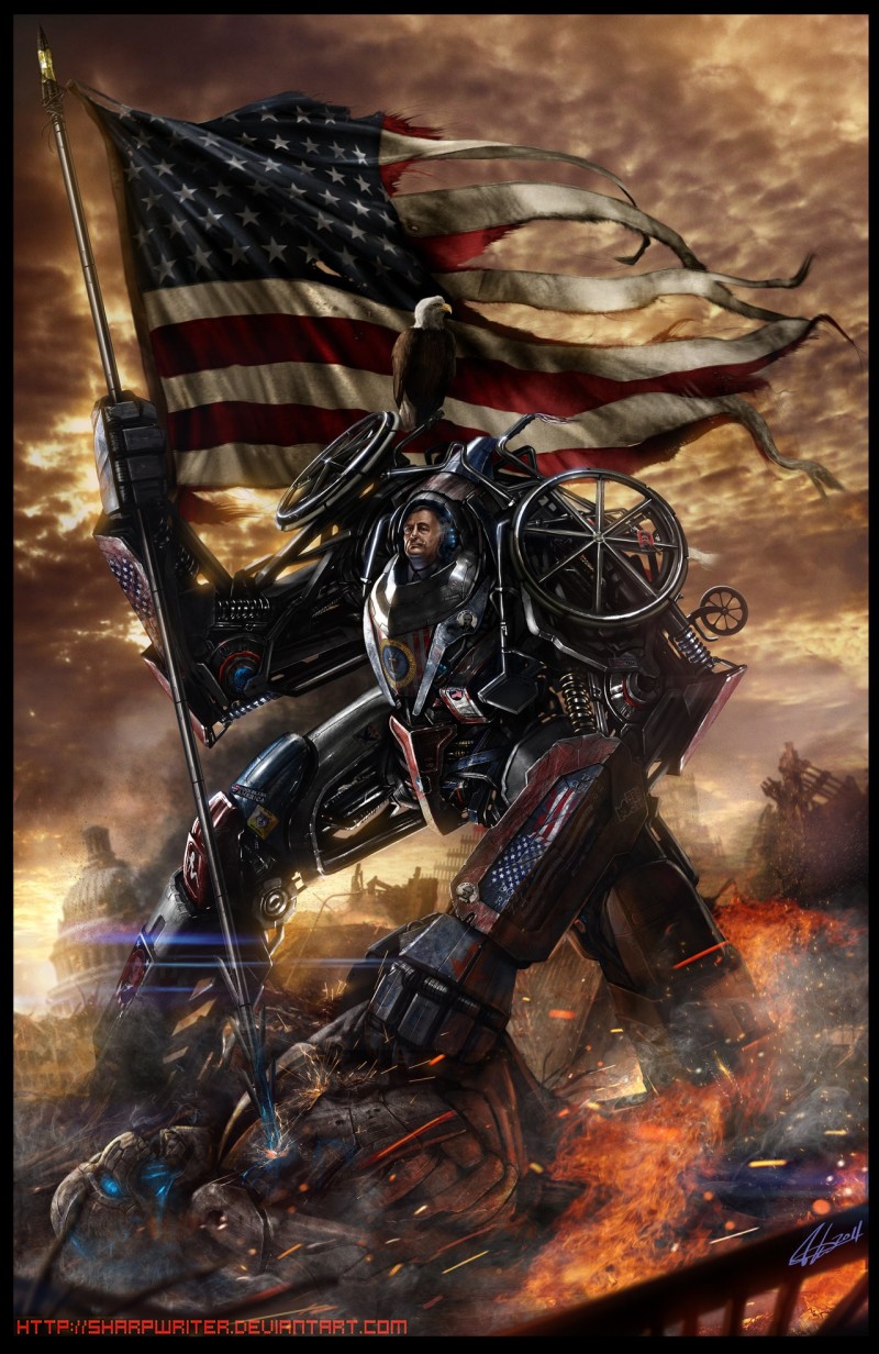 USA, American Flag, Fire, Gun Wallpaper