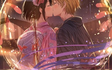 Narumi Nanami, Fireworks, Anime Girls, Anime Boys, Kissing Wallpaper