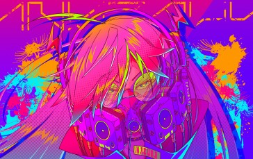 Anime Girls, Colorful, Mask, Digital Art, Headphones Wallpaper