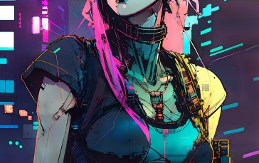 Inkpunk, Cyberpunk, Sunglasses, AI Art, Fantasy Art Wallpaper