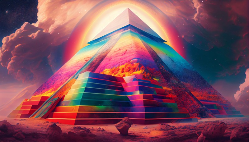 Pyramid, Overcast, AI Art, Midjourney, Landscape Wallpaper
