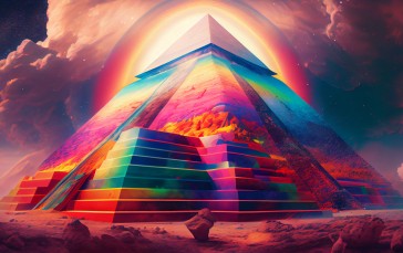 Pyramid, Overcast, AI Art, Midjourney, Landscape Wallpaper