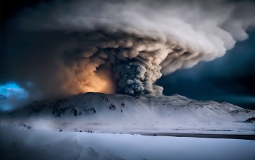 AI Art, Winter, Snow, Eruption Wallpaper