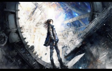 AI Art, Illustration, Anime Girls, Interior, Spaceship Wallpaper