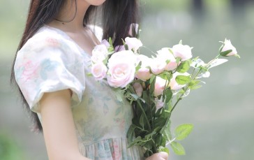 Flower Dress, Women, Model, Asian Wallpaper