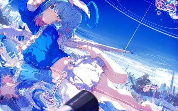 Blue Archive, Barefoot, Anime Girls, Lying on Front, Feet, Water Wallpaper