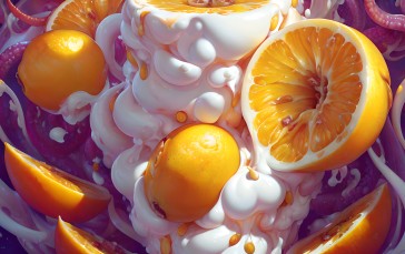 AI Art, Fruit, Cream, Orange (fruit), Ice Cream Wallpaper